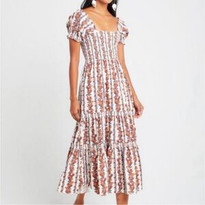 Anthropologie OPT Brand Smocked Floral Tiered Dress